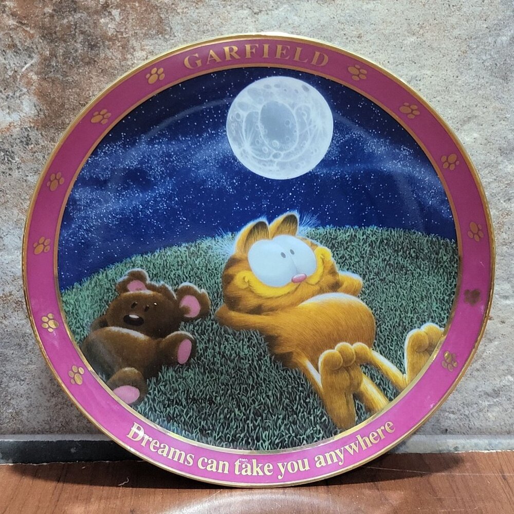 Danbury Mint Decorative Plate A Day With Garfield Dreams Can Take You Anywhere 1